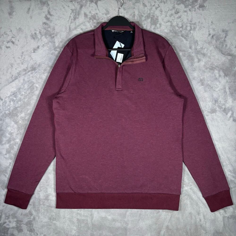 TravisMathew Cloud Quarter Zip 2.0 Men’s Pullover Heather Red L NWT